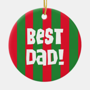 Red and Green Best Dad Keepsake Ornament