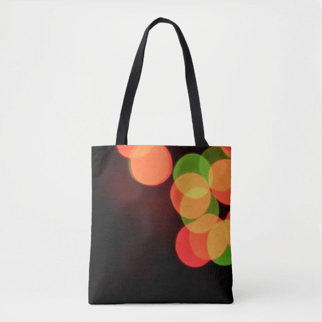 Red and green bokeh lights tote bag (Front)