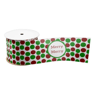 Red and Green Bold Polka Dot Satin Ribbon