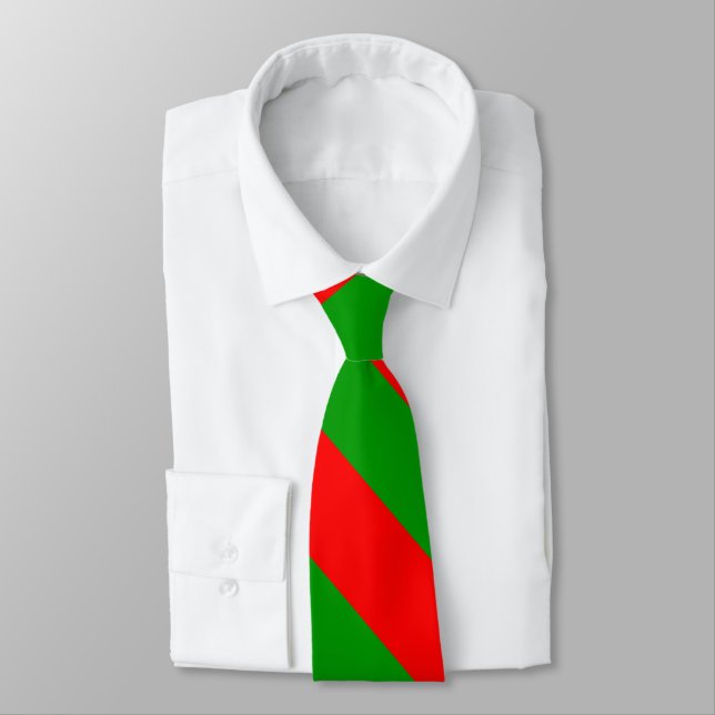 Red and Green Broad University Stripe Tie (Tied)