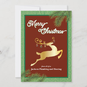 Red and Green Business Holiday Flat Card
