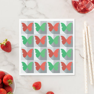 Red And Green Butterflies Napkin
