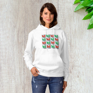 Red and Green Butterfly Pattern Hoodie