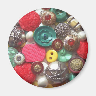 Red and Green Button Collage Magnet