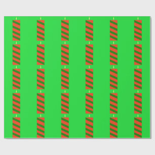 Red and Green Candle Green Wrapping Paper