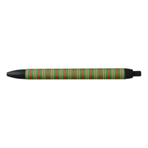 Red and Green Candy Cane Black Ink Pen