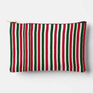 Red and Green Candy Cane Christmas Stripes Accessory Pouch