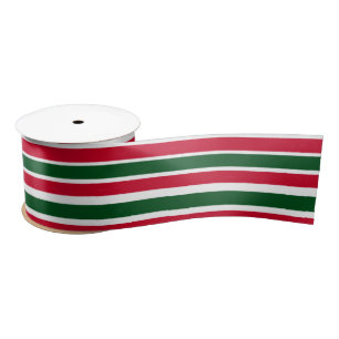 Red and Green Candy Cane Christmas Stripes  Satin Ribbon