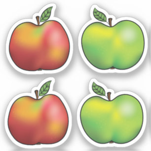 Red And Green Cartoon Apple Fruits