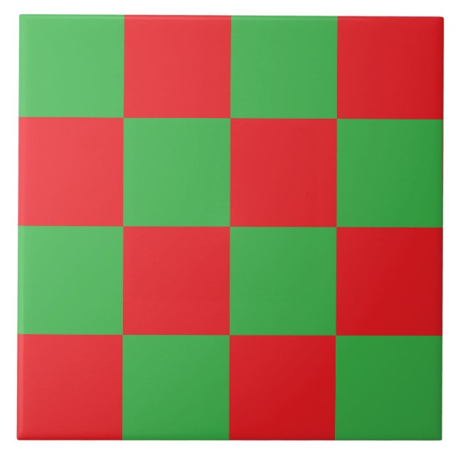 Red And Green Chequered Design  Tile (Front)