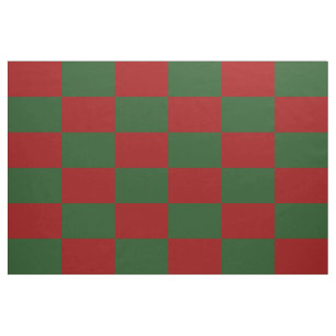 Red and Green Chequered Rectangles Christmas Fabric