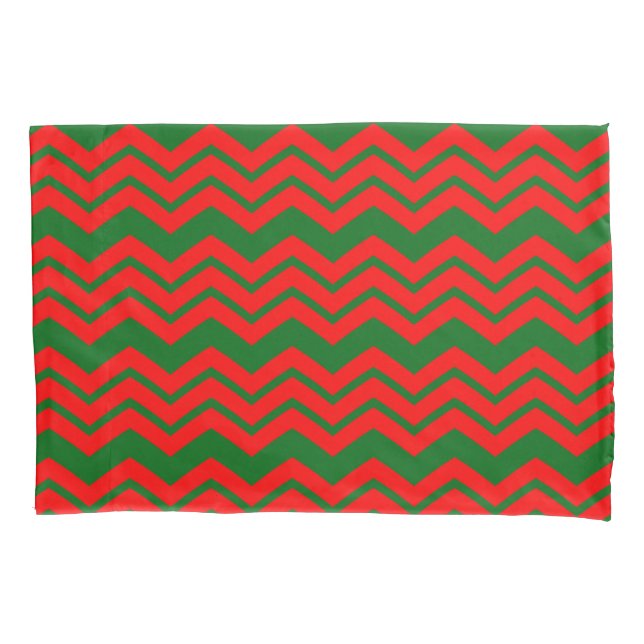 Red and Green Chevron Pattern Design  Pillowcase (Front)