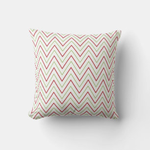 Red and Green Chevron Pattern Holiday Throw Pillow