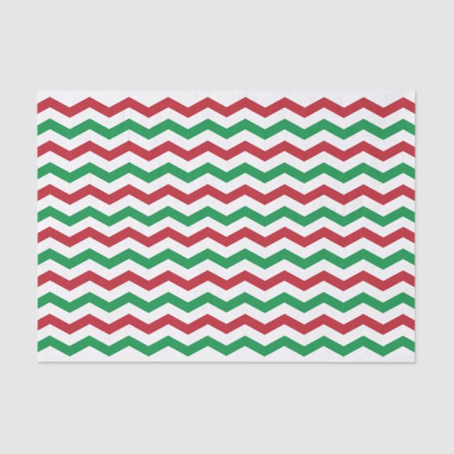 Red and Green Chevron Pattern Tissue Paper (Front)