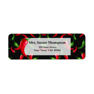 Red and Green Chilli Peppers Return Address Label