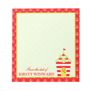 Red and Green Christmas Beach Hut Anchors Notepad