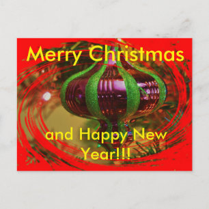 Red and Green Christmas Bulb  Christmas Post Card