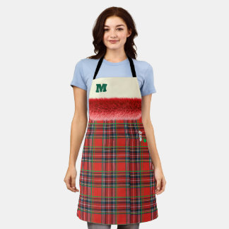 Red and green Christmas check pattern is cute♡ Apron