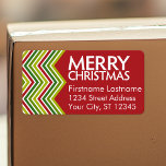 Red and Green Christmas Chevrons Label<br><div class="desc">We wish you a Merry Christmas. A simple and modern chevron pattern in greens and a red. If you have any problems with your picture or text,  click on the customise button and you will be able to move things around and make changes.</div>