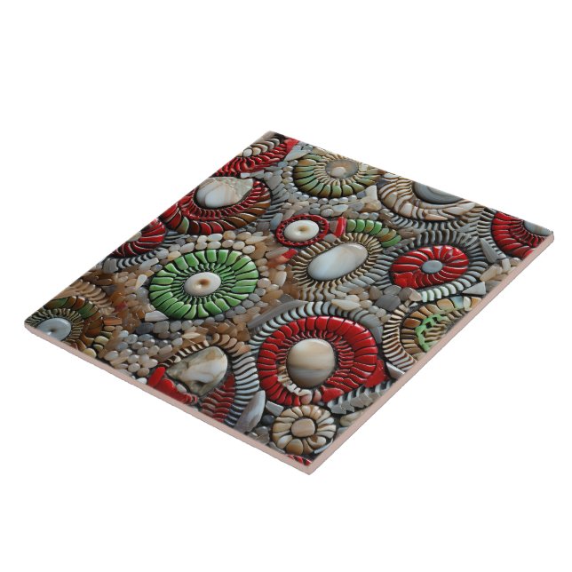 Red and Green Christmas Circle Pattern Tile (Side)