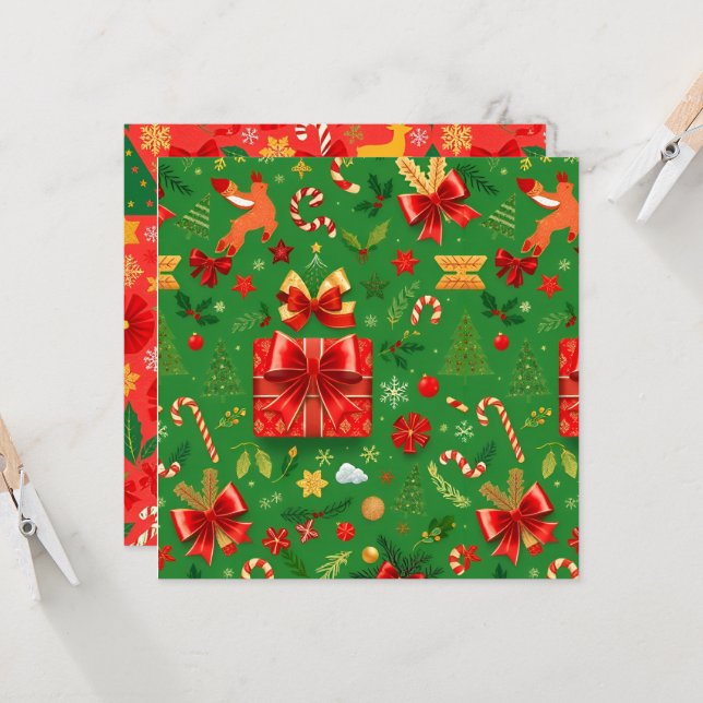 RED AND GREEN CHRISTMAS DAY INVITATION (Front/Back In Situ)