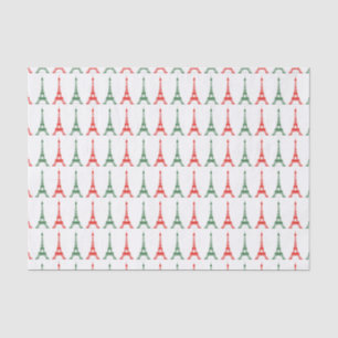 Red and Green Christmas French Theme Eiffel Towers Tissue Paper