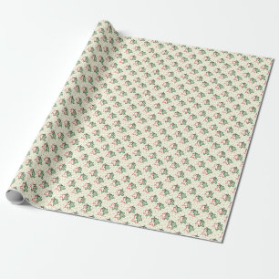 Red and Green Christmas Gingerbread Cookies Wrapping Paper