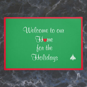 Red and Green Christmas Holiday Welcome  Doormat