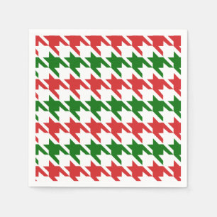 Red and Green Christmas Houndstooth Pattern Napkin