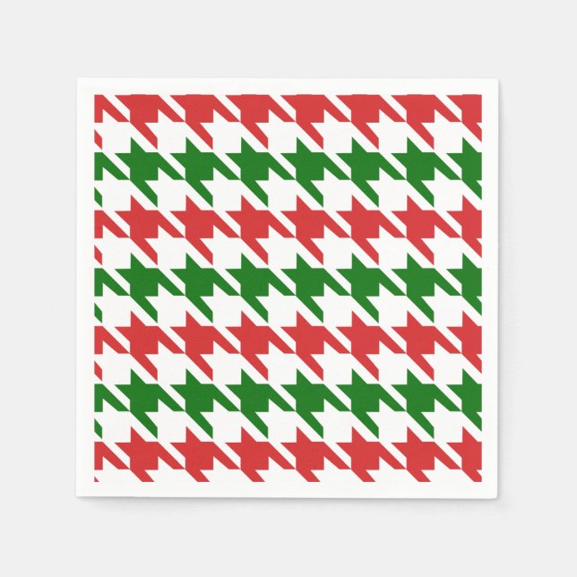 Red and Green Christmas Houndstooth Pattern Napkin (Front)