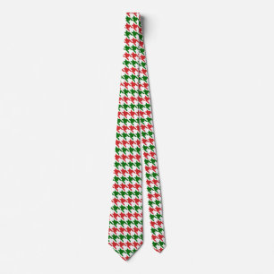 Red and Green Christmas Houndstooth Pattern Tie