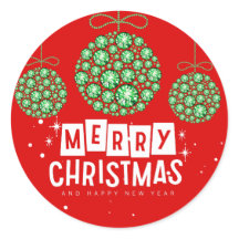 Red and Green Christmas Ornament Stickers