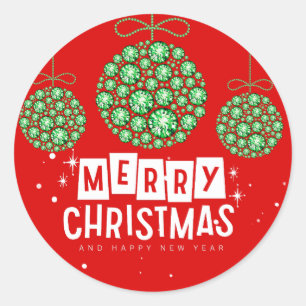 Red and Green Christmas Ornament Stickers