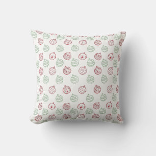 Red and Green Christmas Ornament Throw Pillow