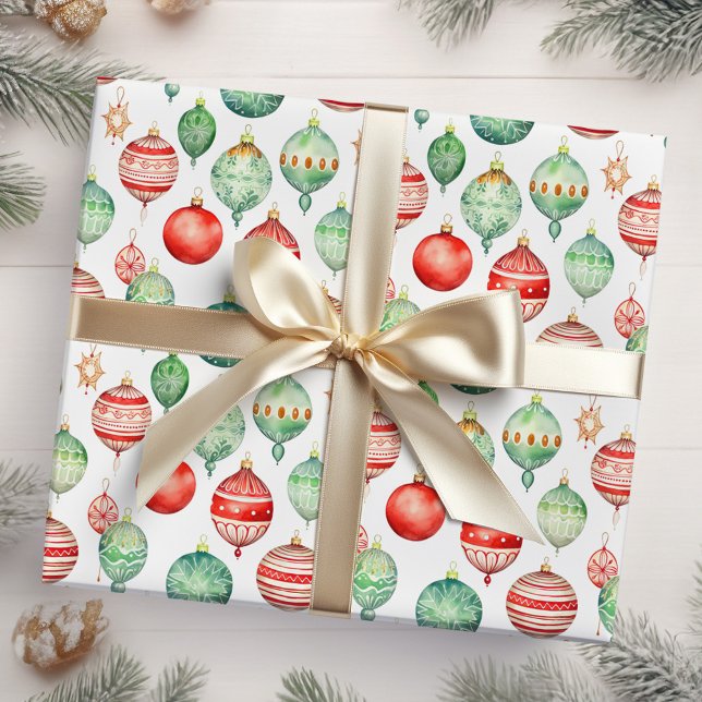 Red and Green Christmas Ornaments Wrapping Paper (Creator Uploaded)