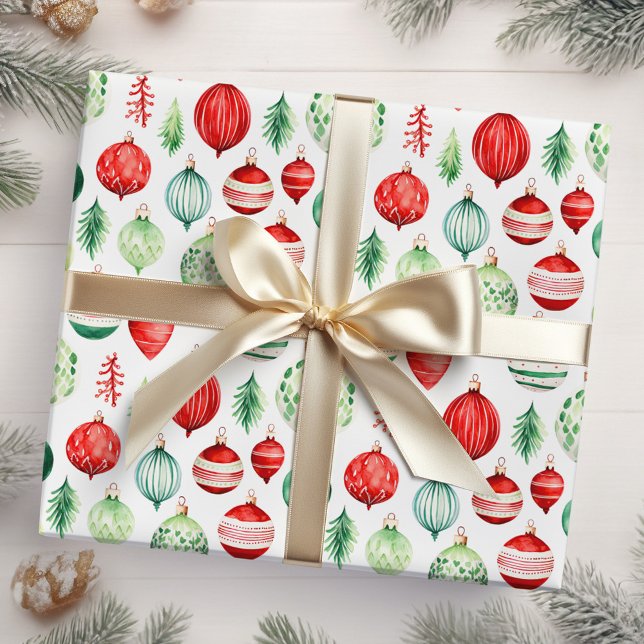 Red and Green Christmas Ornaments Wrapping Paper (Creator Uploaded)