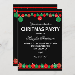 RED AND GREEN CHRISTMAS PARTY CUSTOM  INVITATION