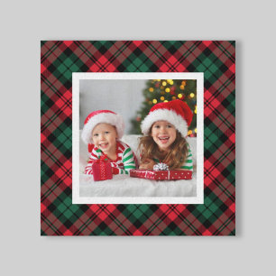 Red and Green Christmas Plaid Custom Photo Canvas Print