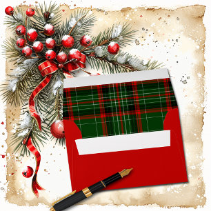 Red and Green Christmas Plaid Envelopes