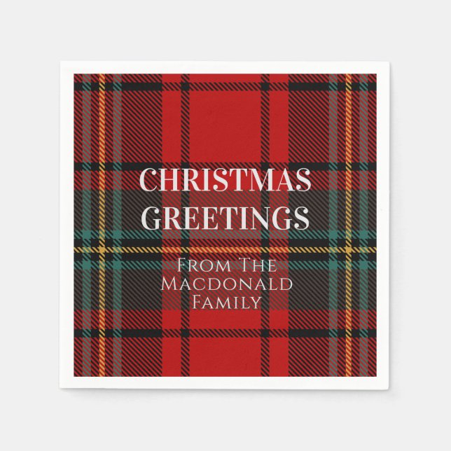 Red and Green Christmas Plaid  Napkin (Front)