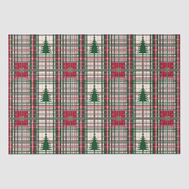 Red and Green Christmas Plaid Tissue Paper (Front)