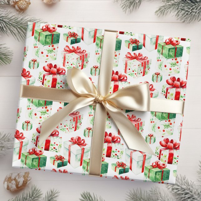 Red and Green Christmas Presents Wrapping Paper (Creator Uploaded)