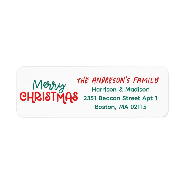 Red And Green Christmas Return Address Label (Front)