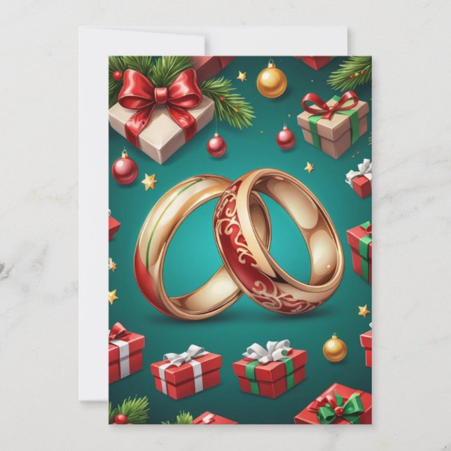 red and green christmas save the date cards (Front)