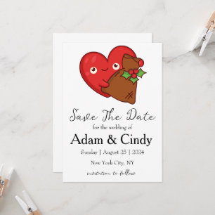 red and green christmas save the date cards
