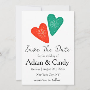 red and green christmas save the date cards