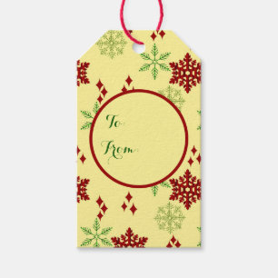 Red and Green Christmas Snowflakes Gift Tags