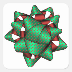 Red and Green Christmas Square Stickers