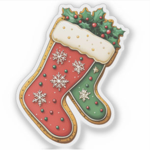 Red and Green Christmas Stockings Cookie
