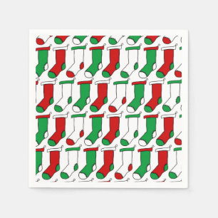 Red and Green Christmas Stockings Pattern Napkin